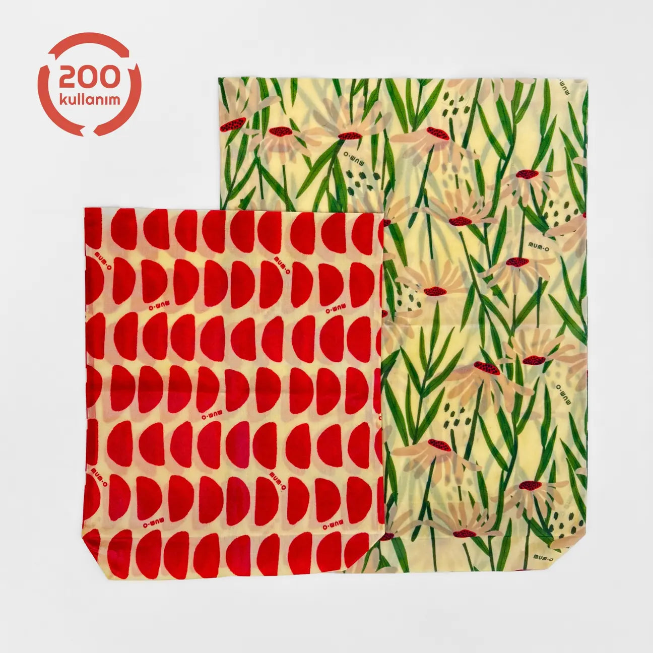 2 Piece Beeswax Pouch Set - Spring Pattern