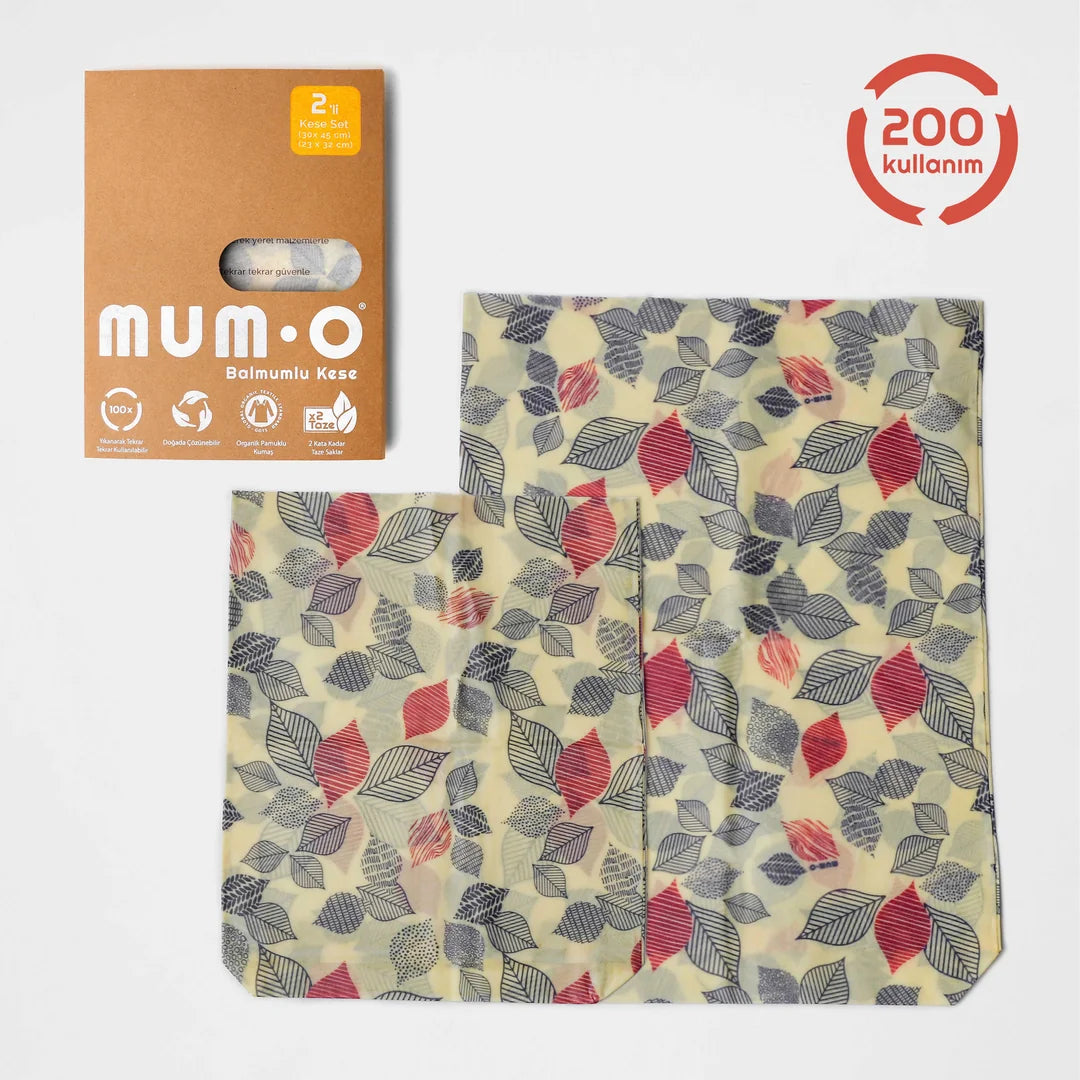 2'li Balmumlu Kese Set - Yaprak Desen