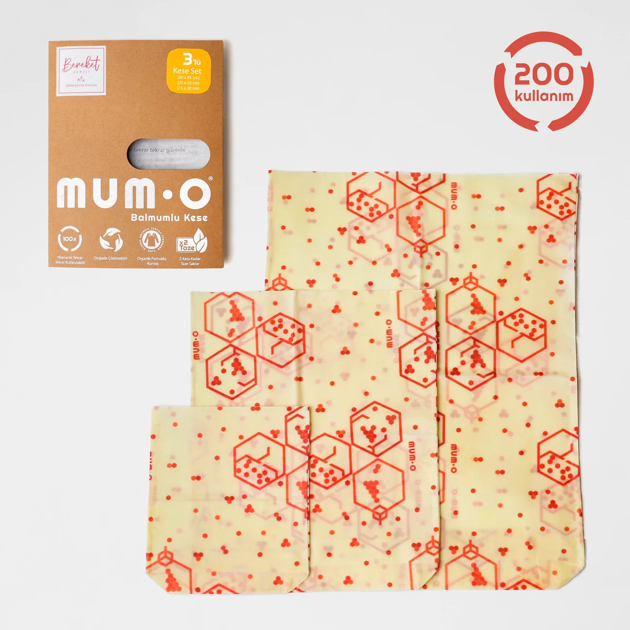 3'lü Balmumlu Kese Set - Bereket Desen