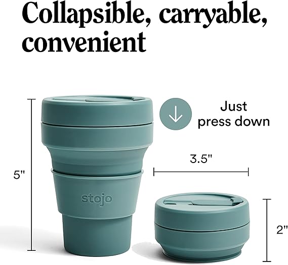 Stojo Katlanabilir Silikon Bardak – 355 ml - Okaliptus