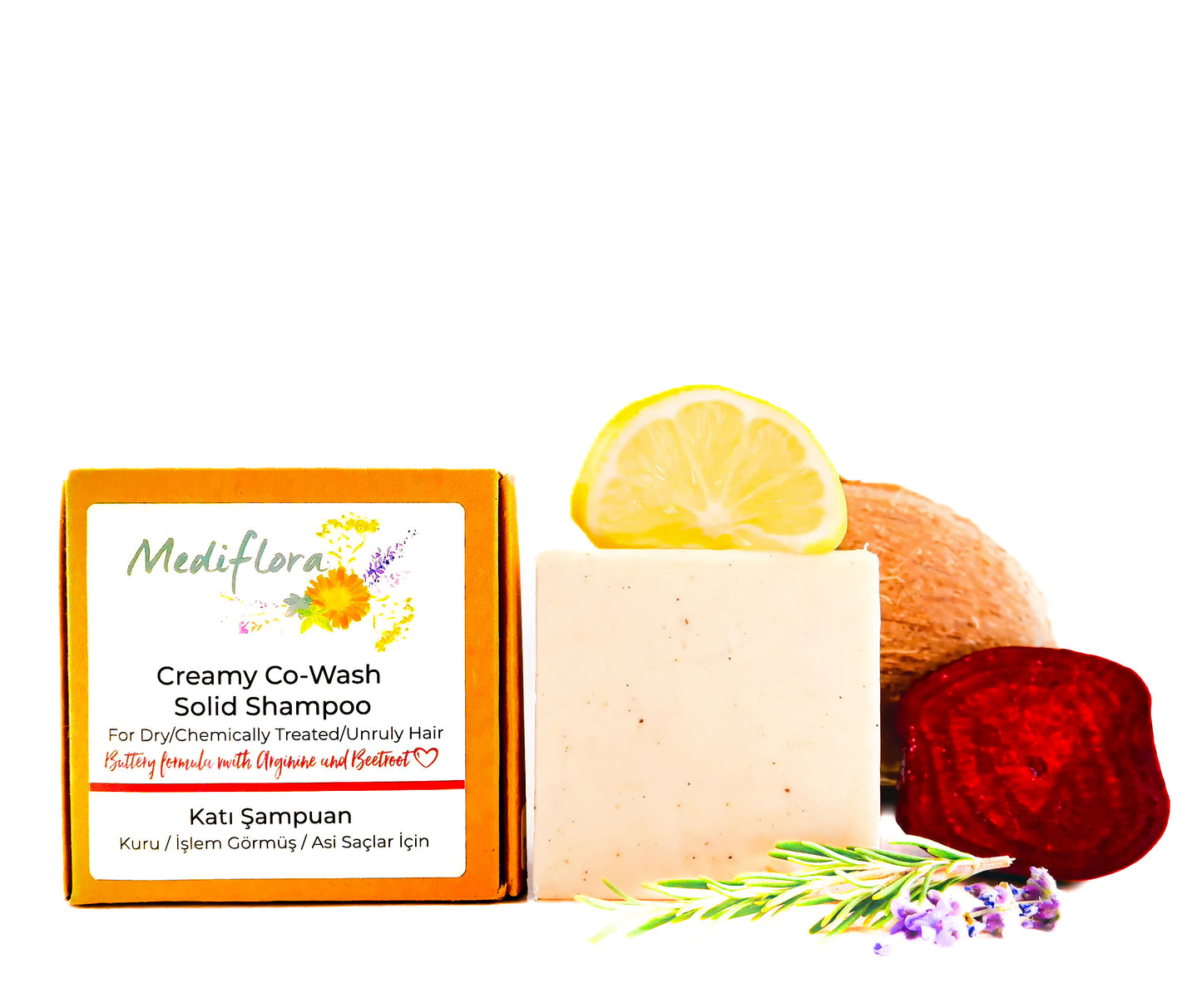 Solid Cream Shampoo for Treated, Rebellious, and Dry Hair – Arginine & Rosemary