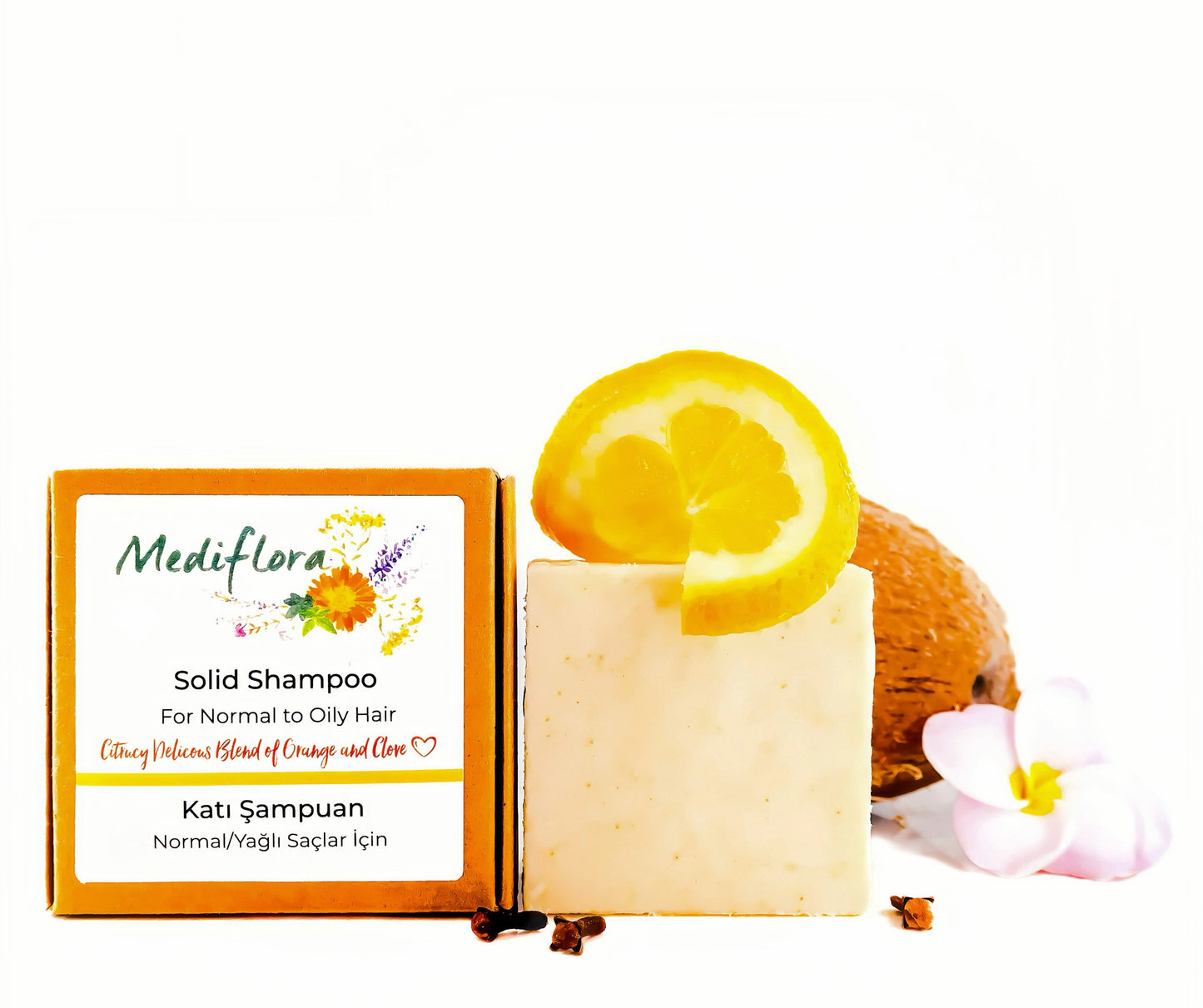 Solid Shampoo for Normal and Oily Hair – Balancing Orange & Clove Oils