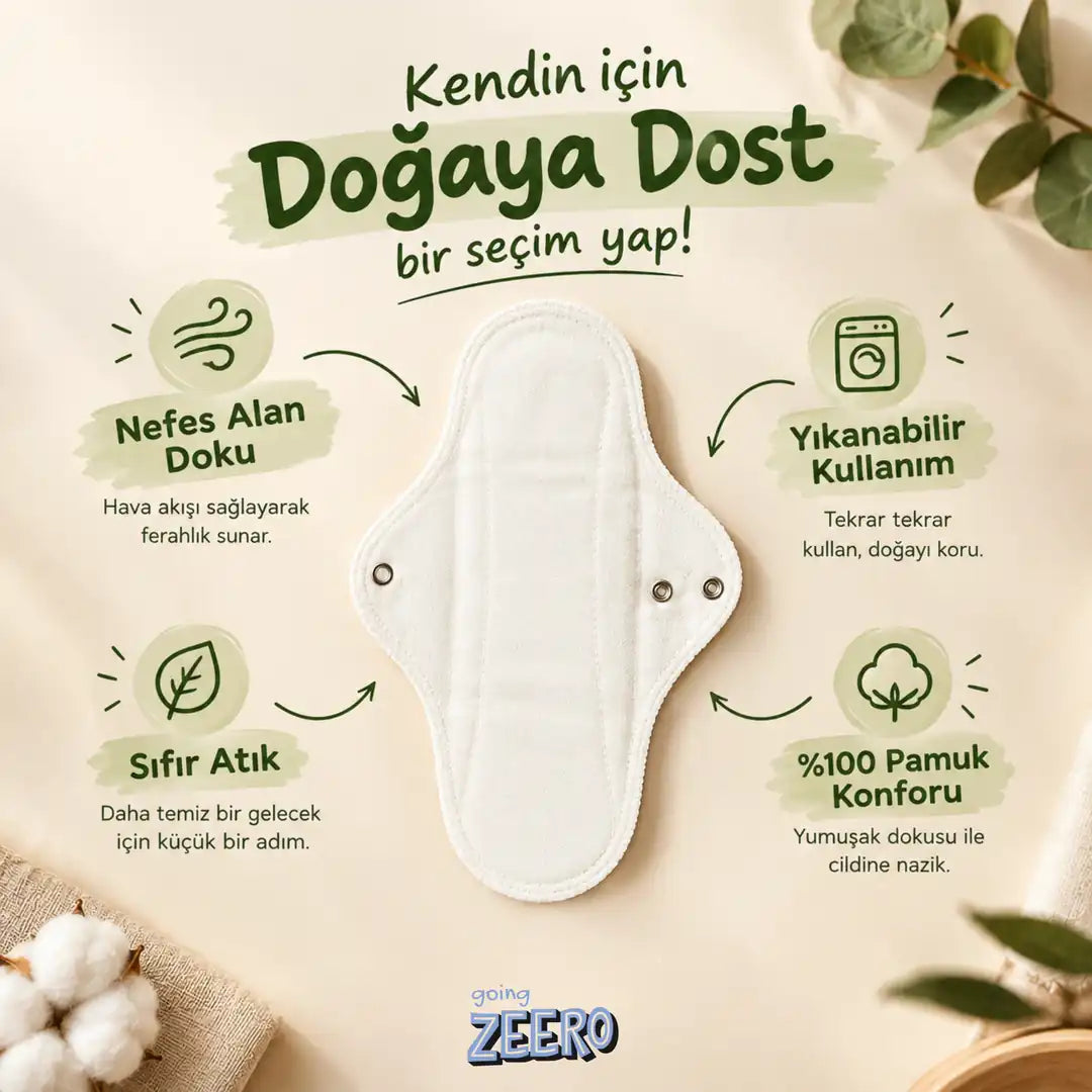 Yıkanabilir Regl Pedi (%100 Pamuk 3 Gece & 3 Normal)