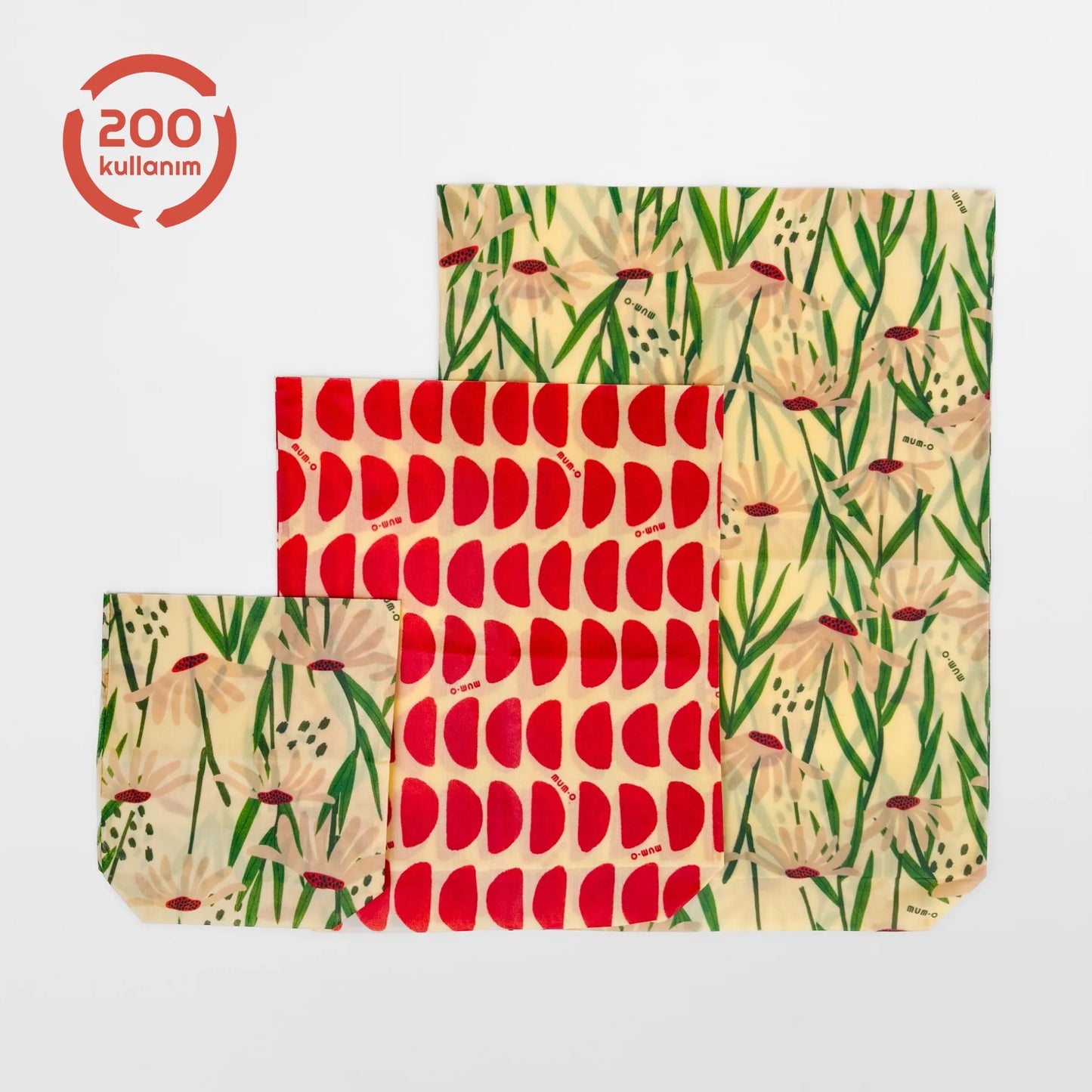 3 Piece Beeswax Pouch Set - Spring Pattern