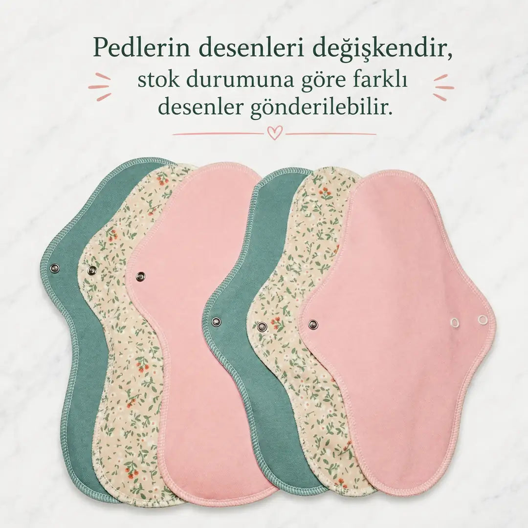Yıkanabilir Regl Pedi (%100 Pamuk 3 Extra Büyük & 3 Gece)
