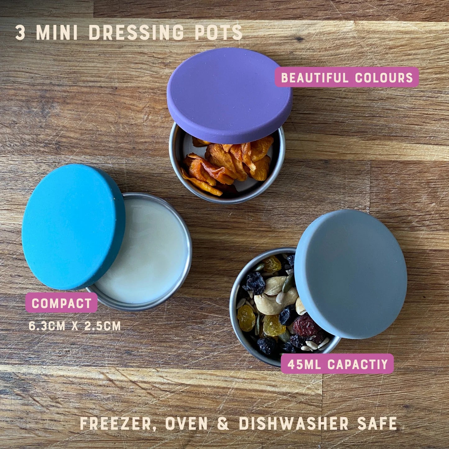 Mini Paslanmaz Çelik Sos Kapları - 3'lü Set