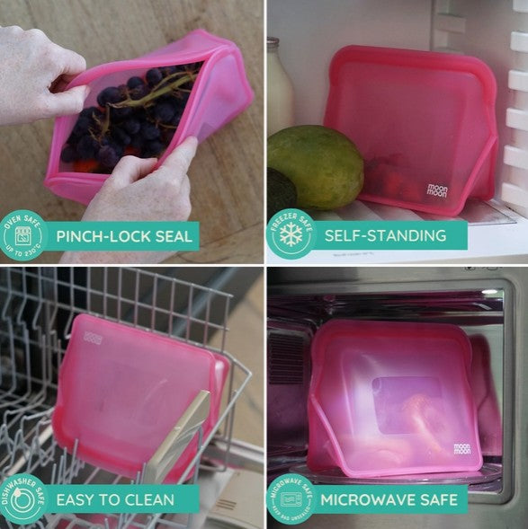 Moonmoon XL Silicone Storage Bag – 1500 ml, Set of 2 - Transparent